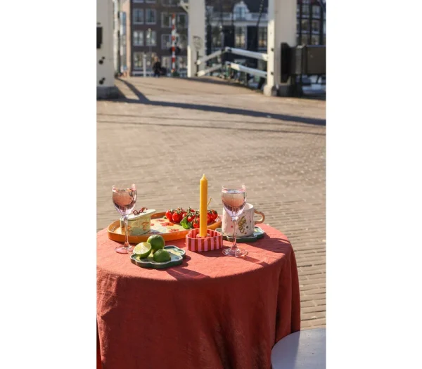 Candleholder Striped Flowers