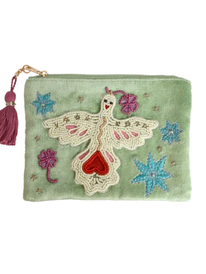Medium Beaded Pouch Lucky Bird