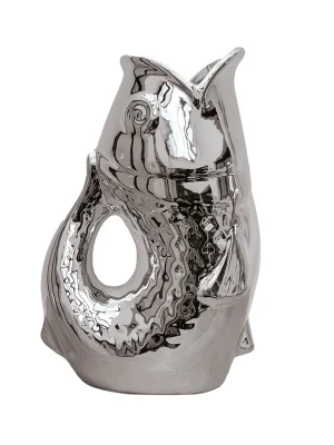 Silver Ceramic Fish Vase 16,5cm